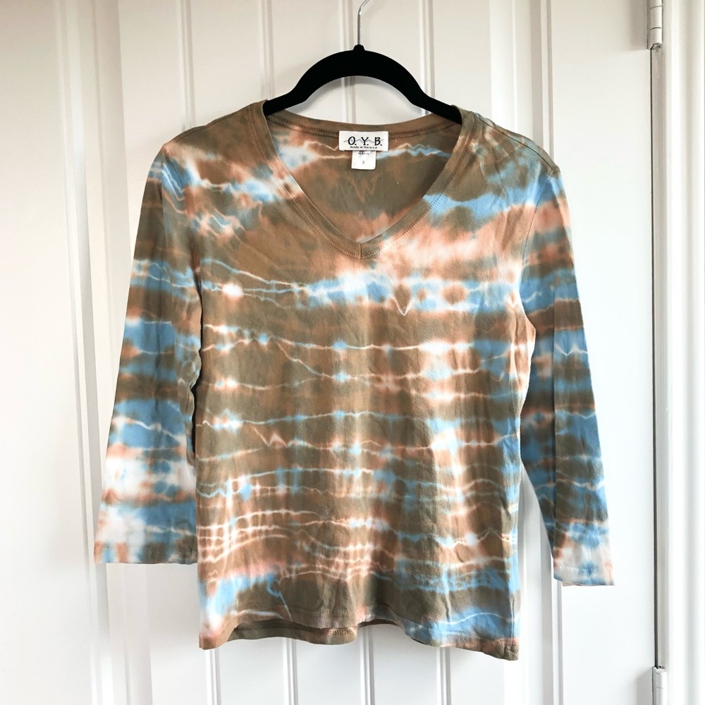 O.Y.B brown tie dye stretch top size 3